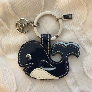 Coach Patent Leather Navy Blue Whale Fish Keychain